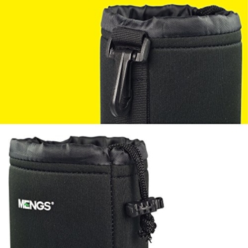 MENGS® High Grade schützenden Neopren Objektivtasche for - 4 Größe Multi Pack (S, M, L & XL) - Haken und Gürtelschlaufe - 