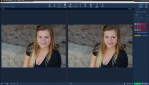Haut geglättet, Augenfarbe geändert, Lippenfarbe geändert, Gesicht schmaler gemacht