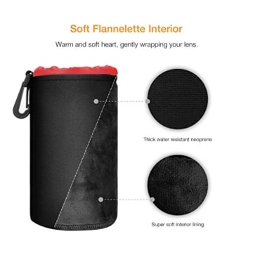 APEMAN Objektivtasche Set Objektivbeutel 4 Größe Multi Pack Objektivköcher mit stabilen, langlebigen und schützenden Neopren für Canon, Nikon, Sony, Panasonic, Pentax, Olympus DSLR Kamera Objektive - 5